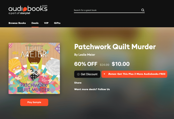 Patchwork Quilt Murder audiobook discount July 2026